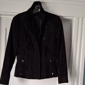 IC COLLECTION Black Suede Leather Jacket - Women